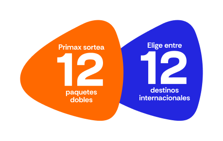 Primax sortea 12 paquetes dobles - Elige entre 12 destinos internacionales